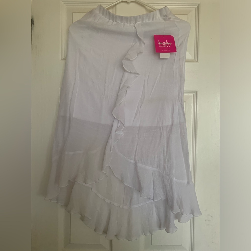 by & by Cream Wrap Midi Skirt with Ruffled Tiers Brand New with Tags